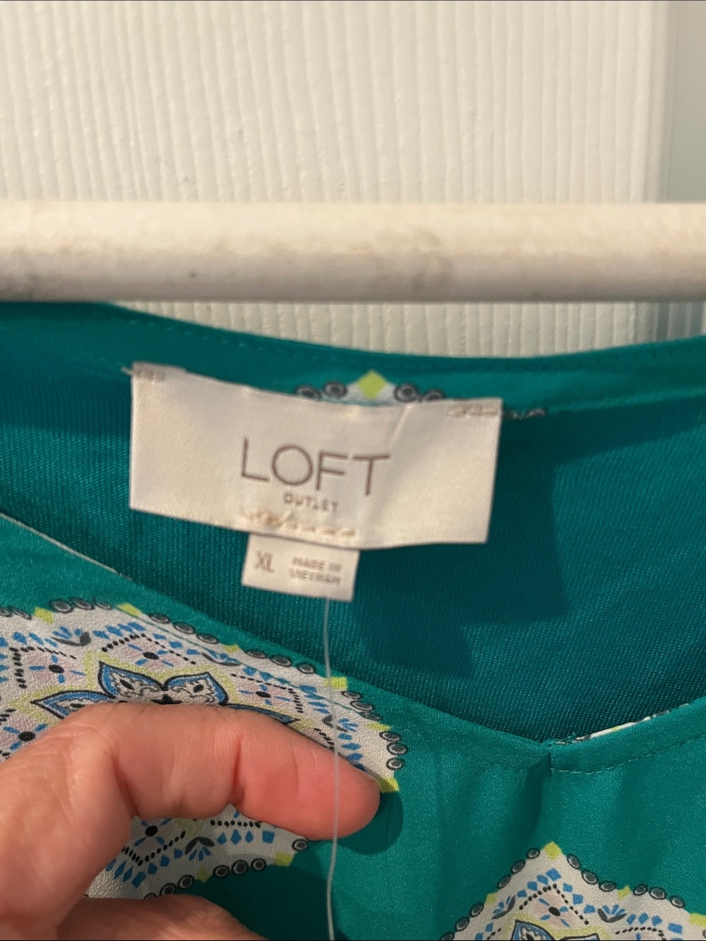 LOFT Teal Medallion Flutter Sleeve Tunic - Picture 3 of 7